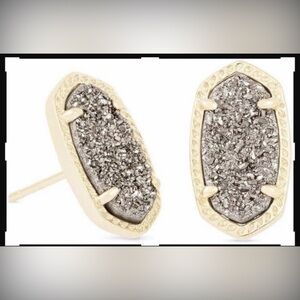 Kendra Scott Platinum Drusy Ellie Gold Stud Earrings